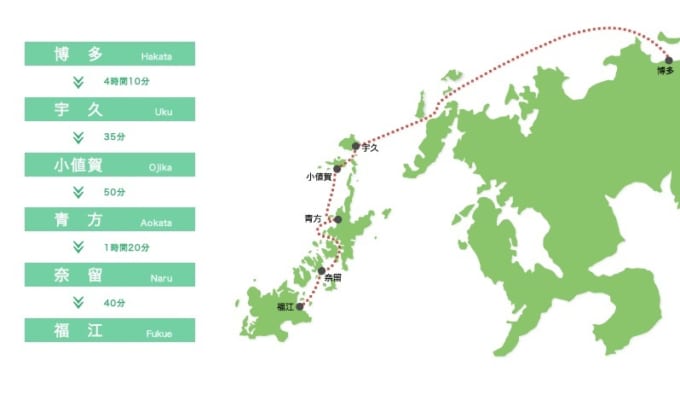 野母商船　フェリー　博多～五島列島の航路