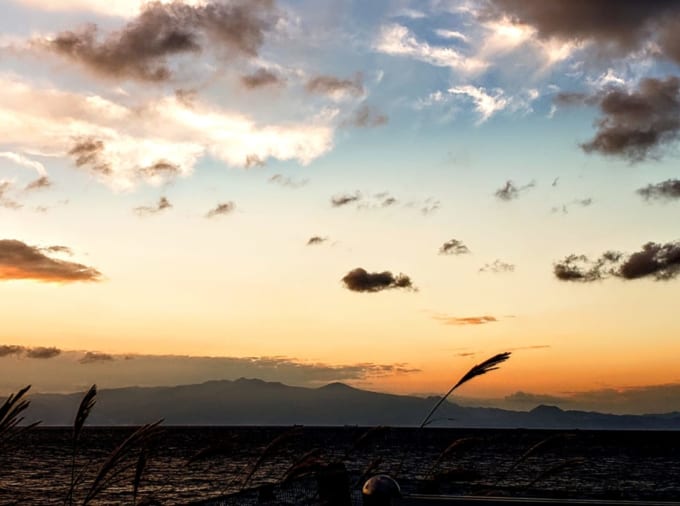 元町　浜の湯から眺める夕日
