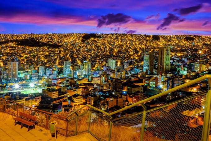 ミラドール・キリキリから望むラパスの夜景