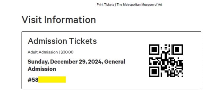 メトロポリタン美術館　予約チケット