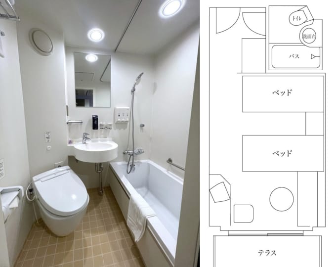 新日本海フェリー「けやき」の客室（デラックスAのバスルーム）