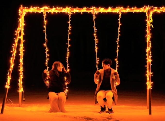 まほら岩手「氷の世界」イルミネーションブランコ