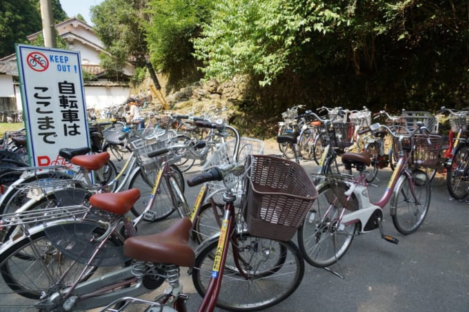 石見銀山 龍源寺間歩入口のレンタサイクル
