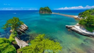 西伊豆　トンボロ現象　堂ヶ島　三四郎島