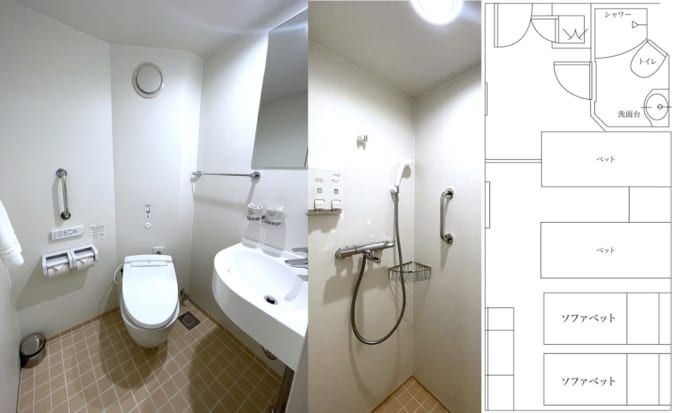 新日本海フェリー「けやき」の客室（ステートSのバスルーム）