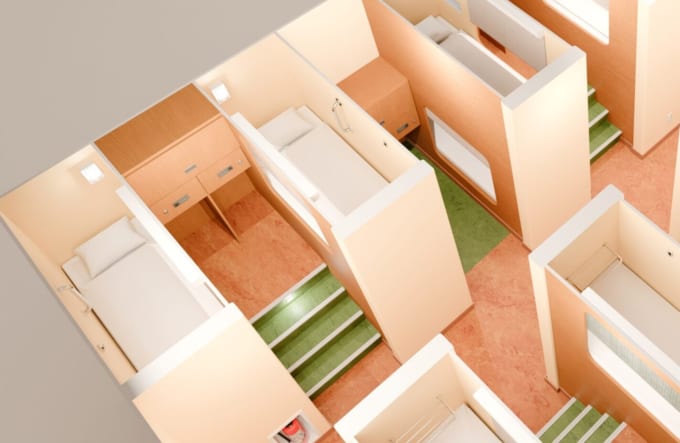 新日本海フェリー「けやき」の客室（ツーリストA）