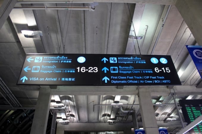 スワンナプーム国際空港の案内看板