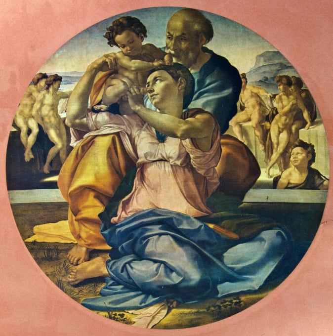 ウフィツィ美術館　聖家族（トンド・ドーニ）