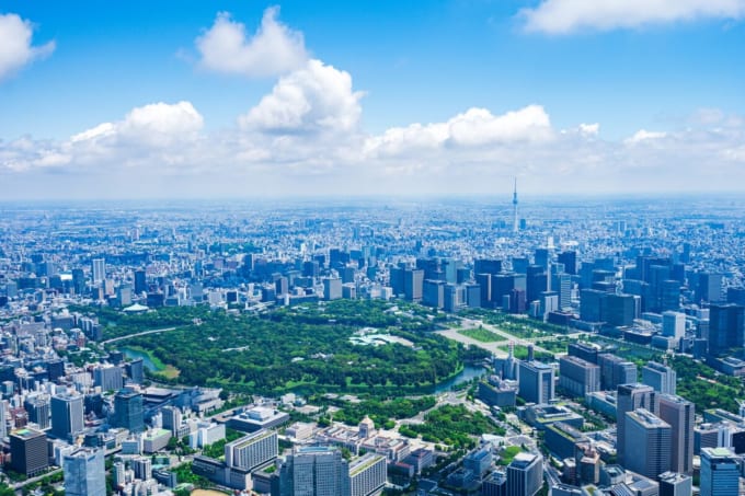皇居（東京）の空撮