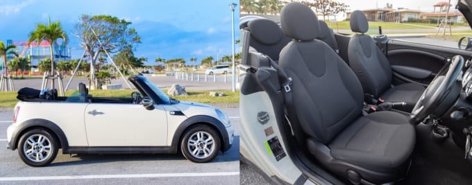 ミニクーパーカブリオレ ホワイトの車内