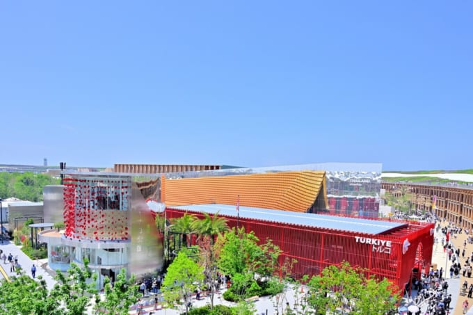 大阪・関西万博　大屋根リングから会場内を眺望