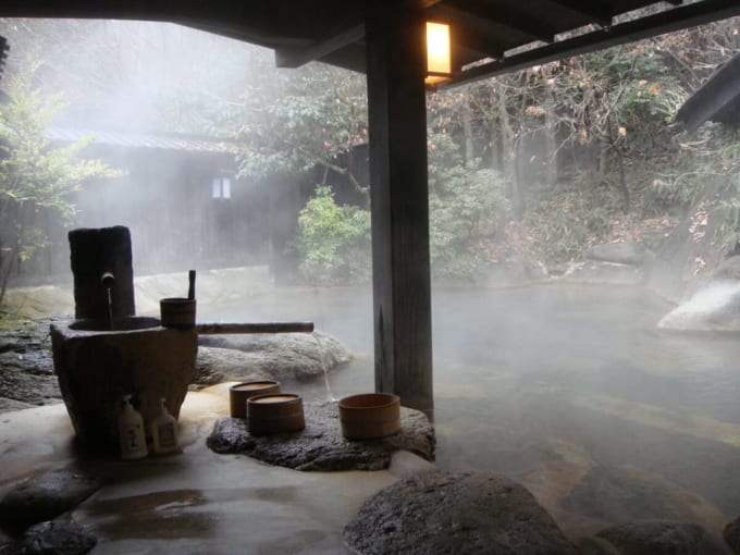 黒川温泉の露天風呂（熊本県）