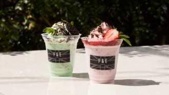 「FRANZÈ & EVANS LONDON」「F&E ストロベリーミントチョコスムージー」「F&E ミントチョコスムージー」