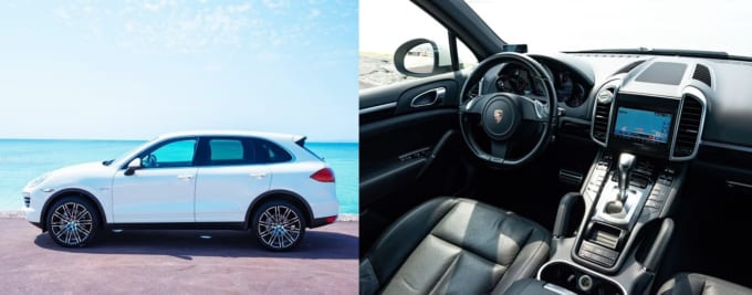 ポルシェ・カイエンの車内