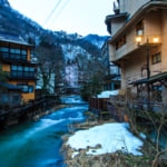 東山温泉の夜明け　東北冬景色　【福島県会津若松市】