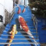 梨花洞で見つけた錦鯉の路上アート