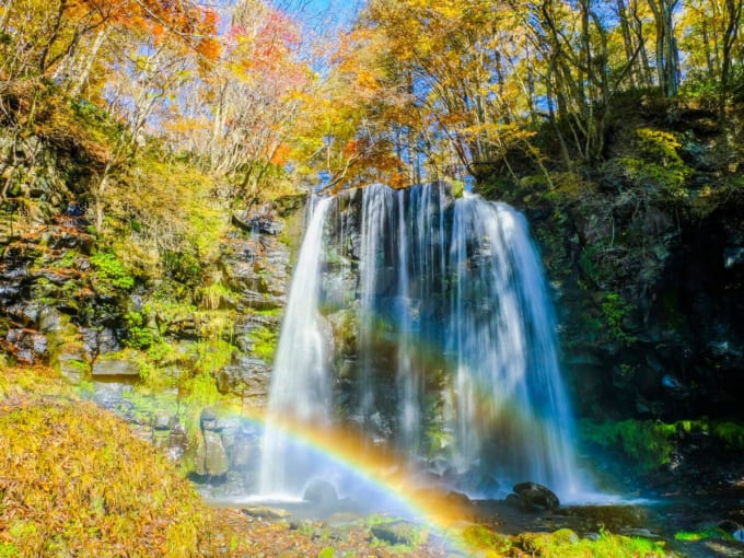 唐沢滝とダブルレインボー（二重の虹）