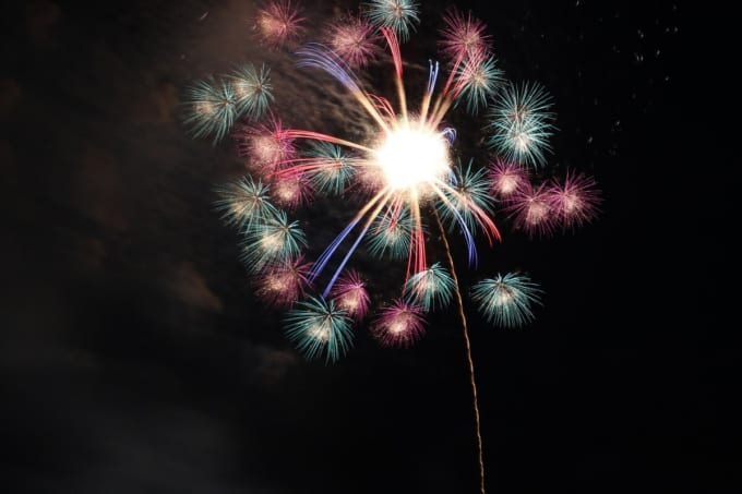 名護夏まつりの打ち上げ花火