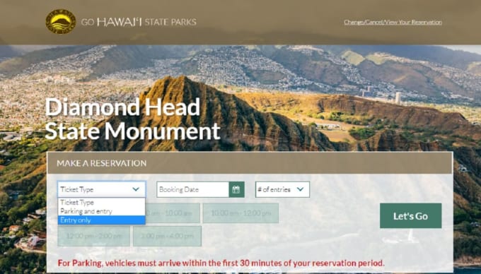 ダイヤモンドヘッド　オンライン予約システム