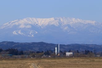 角田市台山公園スペースタワー・コスモハウス 雪の蔵王連峰