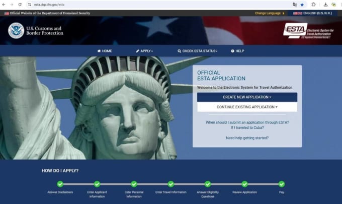 公式 ESTAの申請 電子渡航認証システム