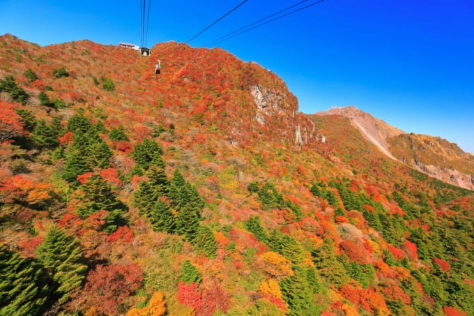 紅葉が美しい雲仙ロープウェイ（長崎県雲仙市）