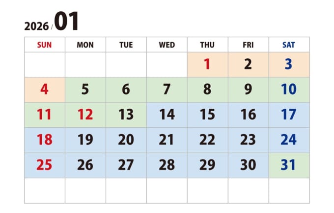 商船三井さんふらわあ　大洗から苫小牧までのフェリー料金がわかる2026年1月のカレンダー