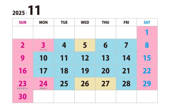 東海汽船の時刻表　2025年11月のカレンダー