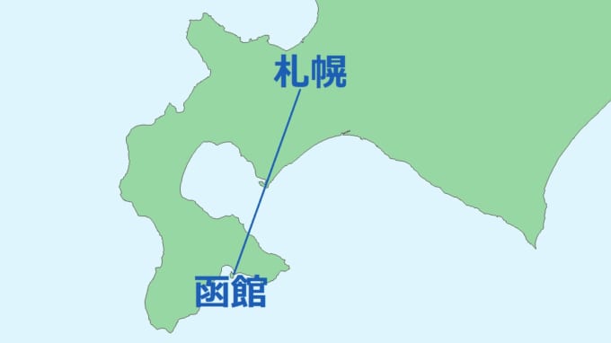 札幌から函館までの地図