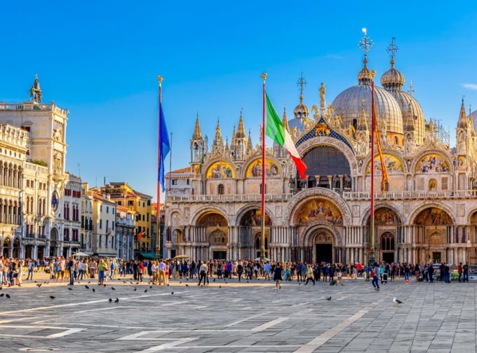 品質保証低価□イタリア ヴェネツィア サンマルコ広場 ★額縁付A3ノビ サイズ 自然、風景