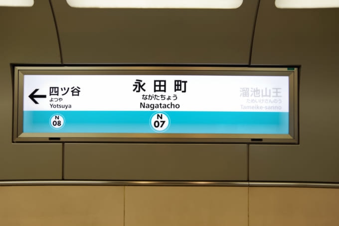 永田町駅駅名標