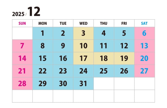 東海汽船の時刻表　2025年12月のカレンダー
