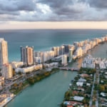 マイアミビーチ(サウスビーチ)の美しい航空写真