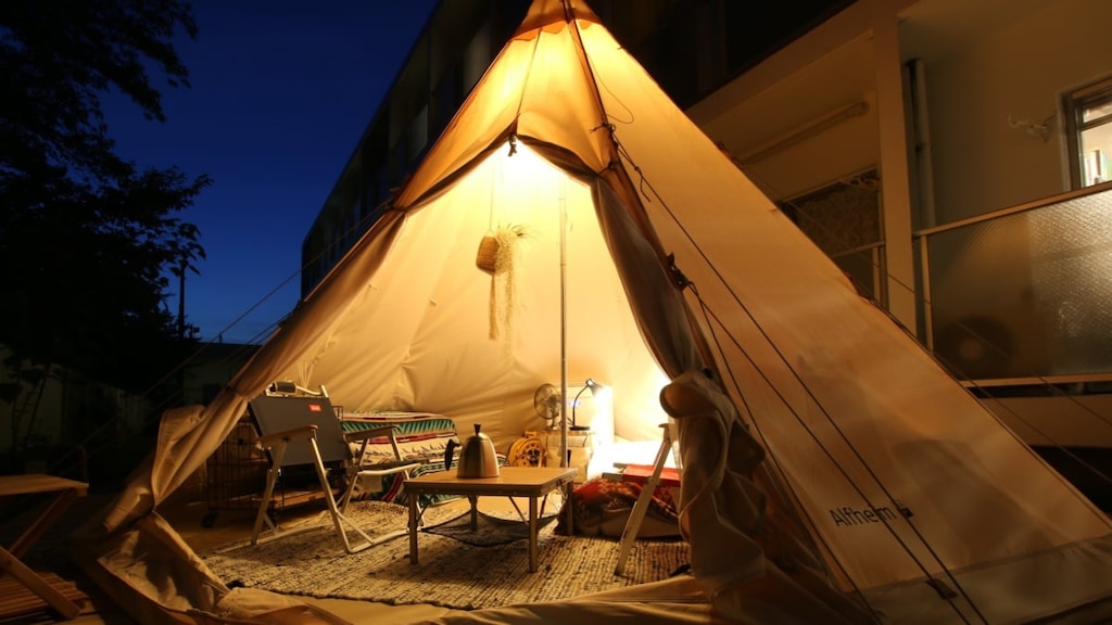 ファミリー限定！浜松「365BASE outdoor hostel」BBQプラン付きノルディスクテント泊で春休み満喫