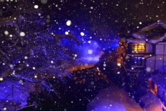 花巻温泉郷の冬の夜