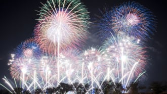 秋の夜空を彩る土浦全国花火競技大会の花火