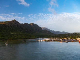 リフエ空港からライス・ストリートを南下したところにあるカウアイ島最大の港「ナウィリウィリ港