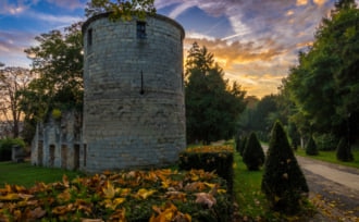 フランスのサンモールデフォセにあるアベイ・サンピエール・デュ・フォッセのルイン