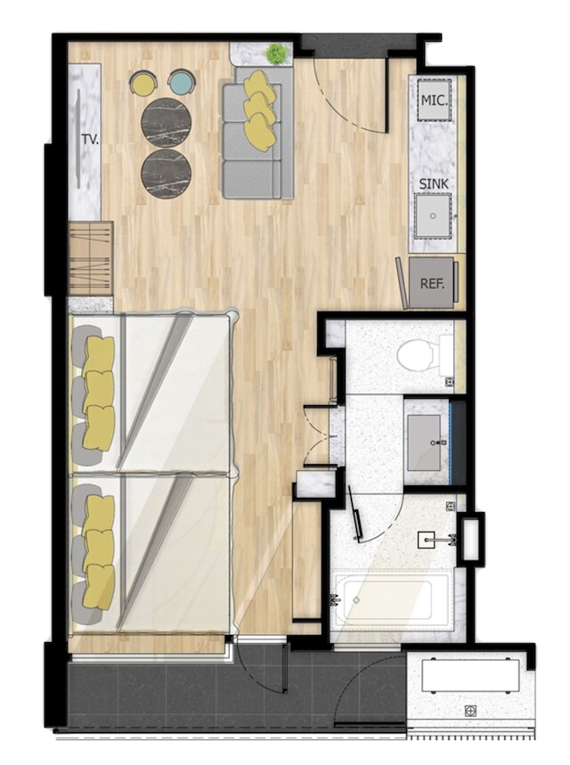 バルコニー シーサイド スリラチャ ホテル & サービスド アパートメンツ