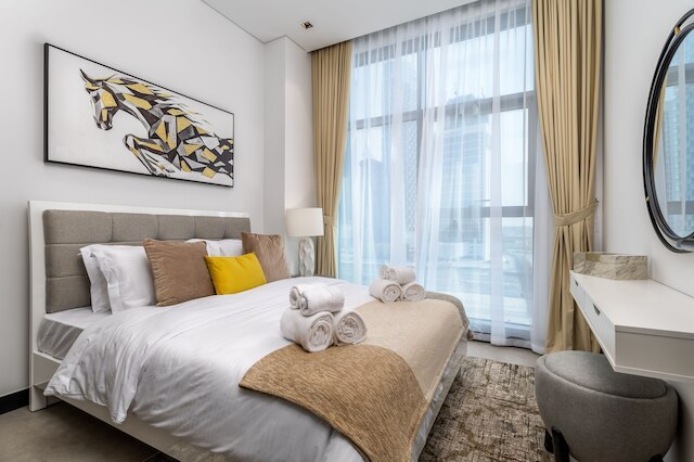 Waves - 印象的な 1BR アパートメント ブルジ・ハリファ近く