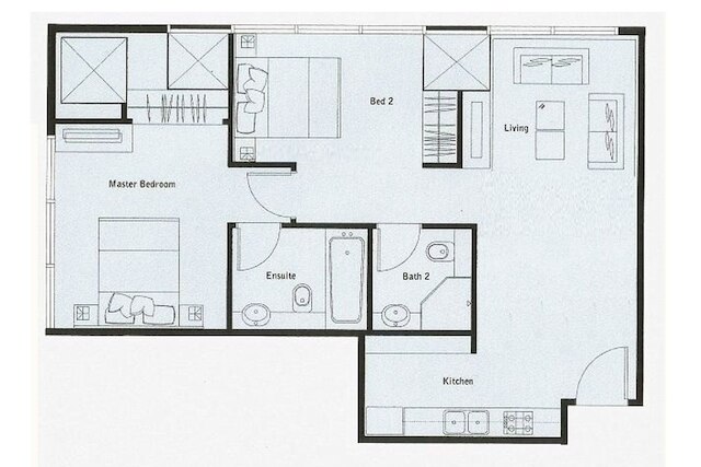 2ベッドのサービス付きペントハウス スカイヴィラ