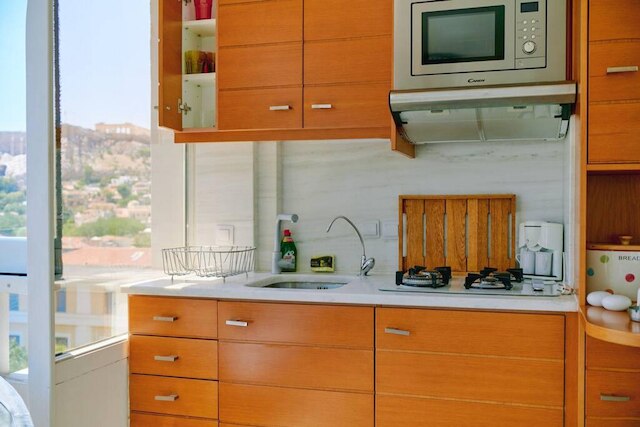 屋上アパートメントの360ビュー付きパティオ