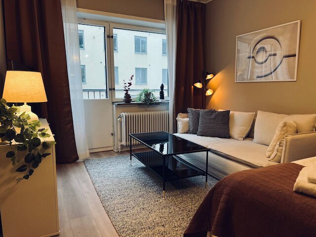 ストックホルムのコージーなワンルームアパートメント