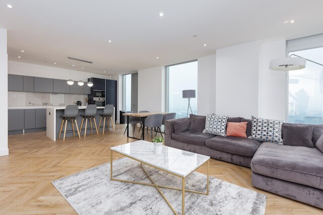 シック フラット モダンリビングのための