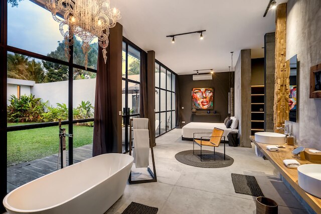 ロフト ボルケーノ バイ アルフレッド イン バリ - スタイリッシュ 2 ベッドルーム ロフト ウィズ プール ガーデン ライスフィールド ビュー