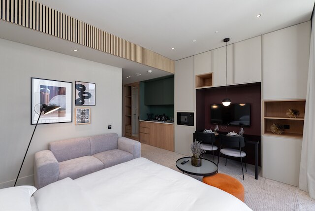 シック スタジオ ウィズ ブルジュ ハリファ ビュー バルコニー