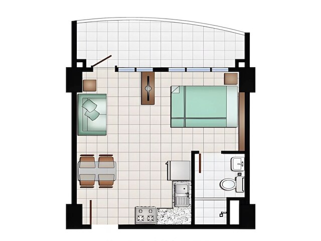 スペーシャス スタジオ ユニット ウィズ バルコニー アンド シービュー