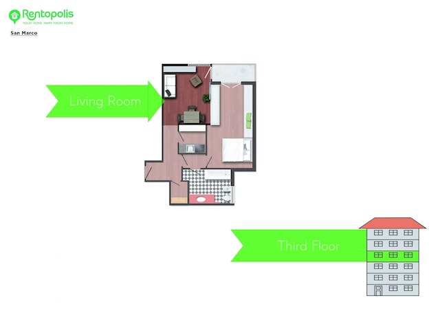S マルコ - ブライト セントラル 1 ベッドルーム ウィズ バルコニー イン ブレラ