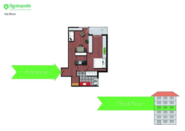 S マルコ - ブライト セントラル 1 ベッドルーム ウィズ バルコニー イン ブレラ