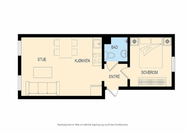 ベッドルーム 1 室、メイン ストリート近く